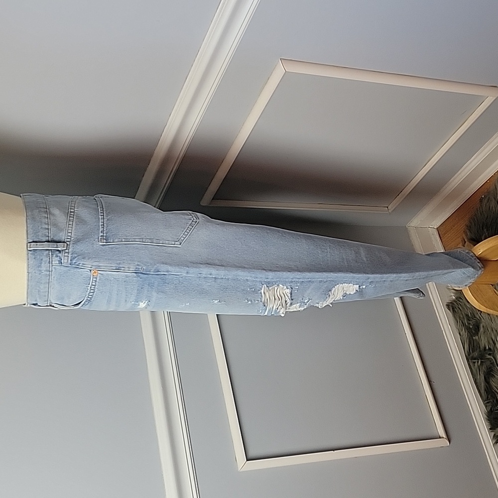 AGOLDE Light Wash Distressed Destroyed Tapered Leg Casual Designer Crop Jeans 28 - Picture 2 of 10